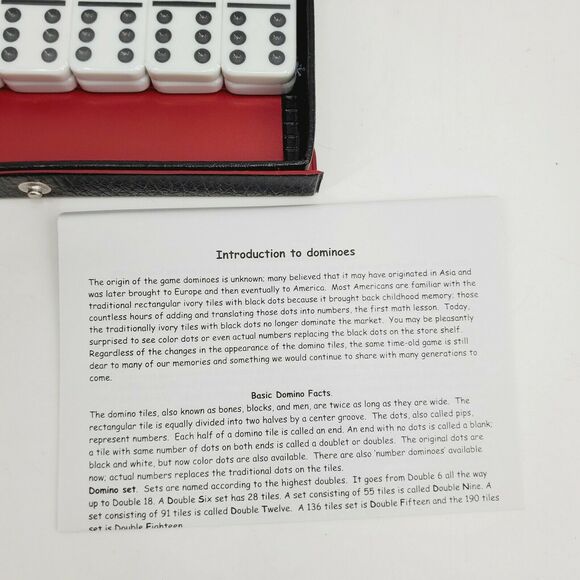Double Six 6 Professional Dominoes Game Set 28 Piece Domino Tiles Ivory & Case - Picture 5 of 6